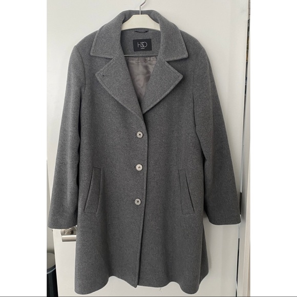 HiSO Wool & Cashmere Blend Walker Coat Grey size 16 - Picture 5 of 8